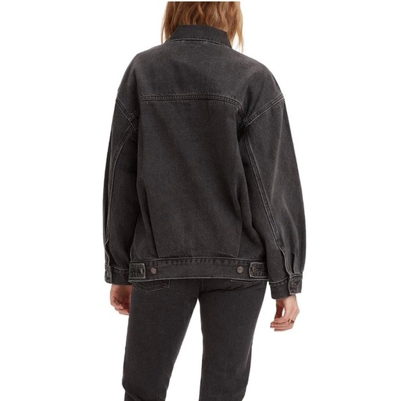 Levi’s Baggy Trucker Jean Jacket Black Wash Grey Size Small - Picture 2 of 12